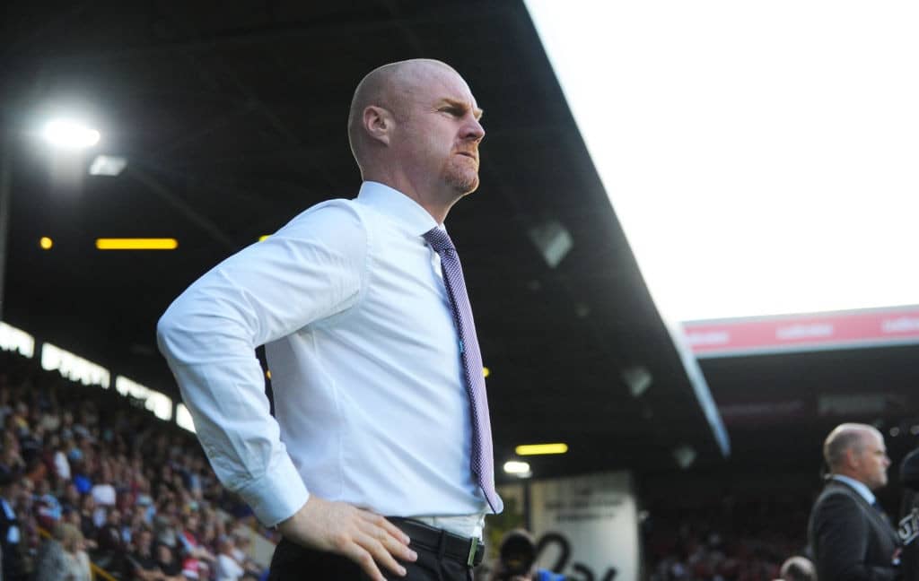 BURNLEY, ENGLAND - AUGUST 02: Sean Dyche manager of Burnley looks on during the UEFA Europa League Second Qualifying Round match between Burnley and Aberdeen at Turf Moor on August 2, 2018 in Burnley, England. (Photo by Nathan Stirk/Getty Images)
