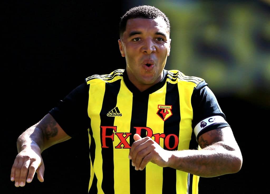WATFORD, ENGLAND - AUGUST 04: Troy Deeney of Watford after scoring the equalising goal during the pre-season friendly match between Watford and Sampdoria at Vicarage Road on August 4, 2018 in Watford, England. (Photo by Stephen Pond/Getty Images)