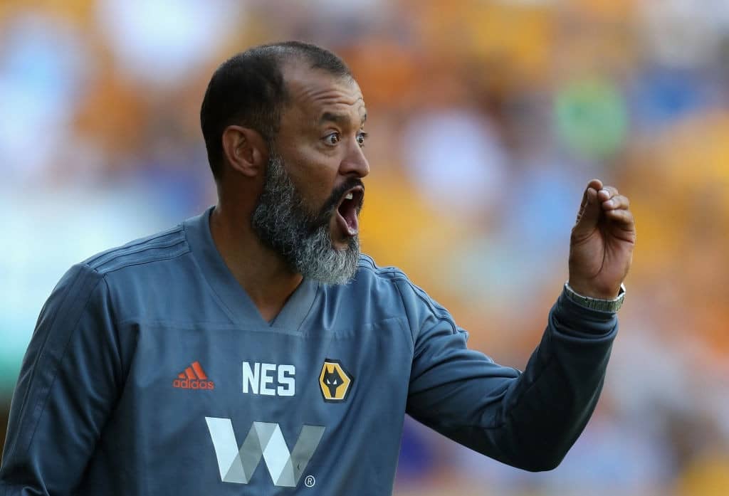 WOLVERHAMPTON, ENGLAND - AUGUST 04: Nuno Espirito Santo, the Wolverhampton Wanderers manager issues instructions during the pre-season friendly match between Wolverhampton Wanderers and Villareal at Molineux on August 4, 2018 in Wolverhampton, England. (Photo by David Rogers/Getty Images)