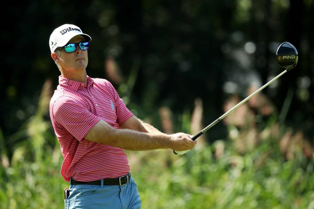 RIDGEWOOD, NJ - AUGUST 24: Kevin Streelman of the United States plays his shot from the 12th tee during the second round of The Northern Trust on August 24, 2018 at the Ridgewood Championship Course in Ridgewood, New Jersey. (Photo by Gregory Shamus/Getty Images)