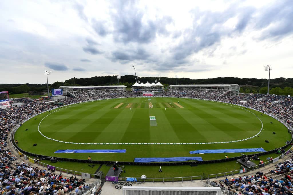 SOUTHAMPTON, ENGLAND - AUGUST 30: A general view of play during day one of the 4th Specsavers Test match between England and India at The Ageas Bowl on August 30, 2018 in Southampton, England. (Photo by Dan Mullan/Getty Images)