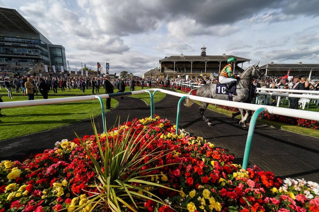 DONCASTER, ENGLAND - SEPTEMBER 13: A general view as a runner leaves the parade ring at Doncaster Racecourse on September 13, 2018 in Doncaster, United Kingdom. (Photo by Alan Crowhurst/Getty Images) Tis Marvellous