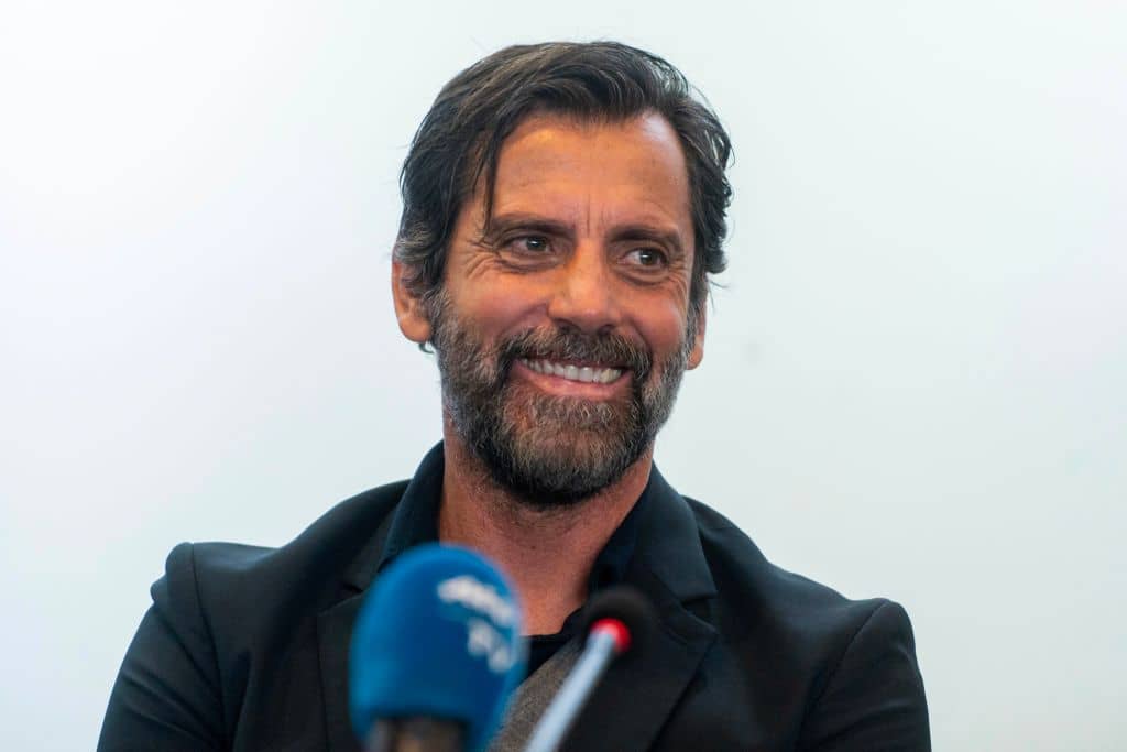 Chinese Super League (CSL) football team Shanghai Shenhua's new head coach Quique Sanchez Flores of Spain attends a press conference in Shanghai on December 29, 2018. (Photo by STR / AFP) / China OUT (Photo credit should read STR/AFP/Getty Images)