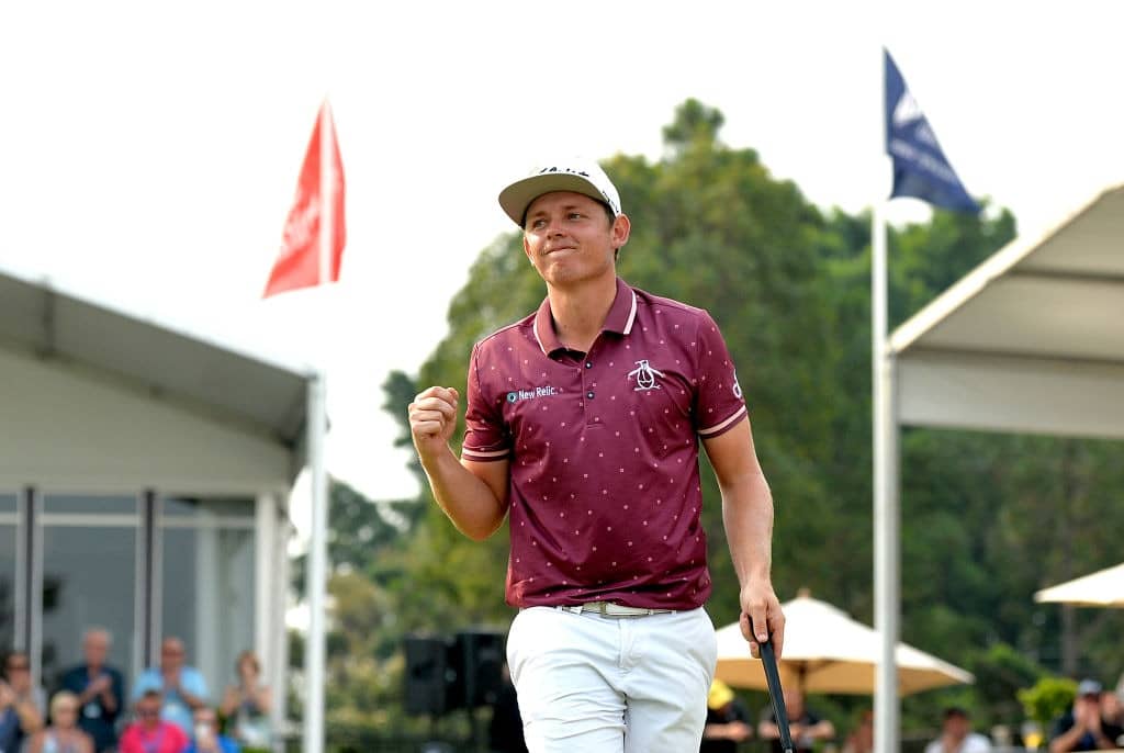 GOLD COAST, AUSTRALIA - DECEMBER 02: Cameron Smith celebrates winning the Kirkwood Cup during day four of the 2018 Australian PGA Championship at Royal Pines Resort on December 02, 2018 in Gold Coast, Australia. (Photo by Bradley Kanaris/Getty Images)