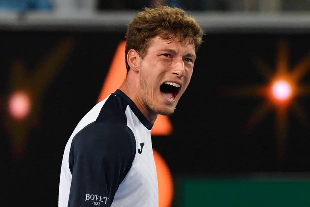 Spain's Pablo Carreno Busta reacts after his defeat against Japan's Kei Nishikori during their men's singles match on day eight of the Australian Open tennis tournament in Melbourne on January 21, 2019. (Photo by Peter PARKS / AFP) / -- IMAGE RESTRICTED TO EDITORIAL USE - STRICTLY NO COMMERCIAL USE -- (Photo credit should read PETER PARKS/AFP/Getty Images)