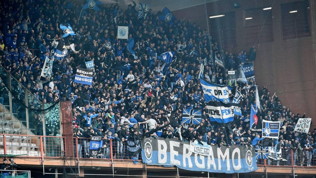 GENOA, ITALY - MARCH 10: Atalanta BC Fans during the Serie A match between UC Sampdoria and Atalanta BC at Stadio Luigi Ferraris on March 10, 2019 in Genoa, Italy. (Photo by Paolo Rattini/Getty Images)