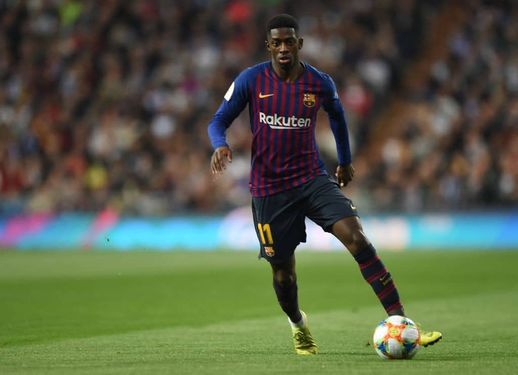 MADRID, SPAIN - FEBRUARY 27: Ousmane Dembele of FC Barcelona in action during the Copa del Semi Final match second leg between Real Madrid and Barcelona at Bernabeu on February 27, 2019 in Madrid, Spain. (Photo by Denis Doyle/Getty Images)