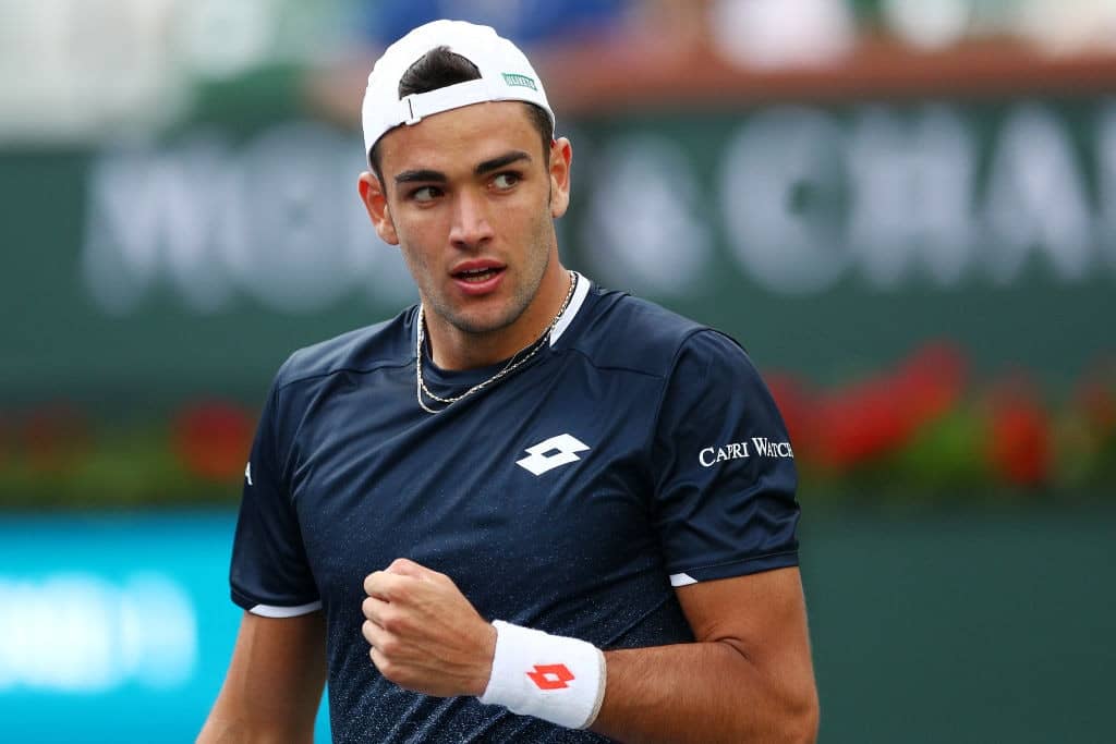 INDIAN WELLS, CALIFORNIA - MARCH 07: Matteo Berrettini of Italy celebrates a point against Sam Querrey of the United States during their men's singles first round match against on Day 4 of the BNP Paribas Open at the Indian Wells Tennis Garden on March 07, 2019 in Indian Wells, California. (Photo by Yong Teck Lim/Getty Images)