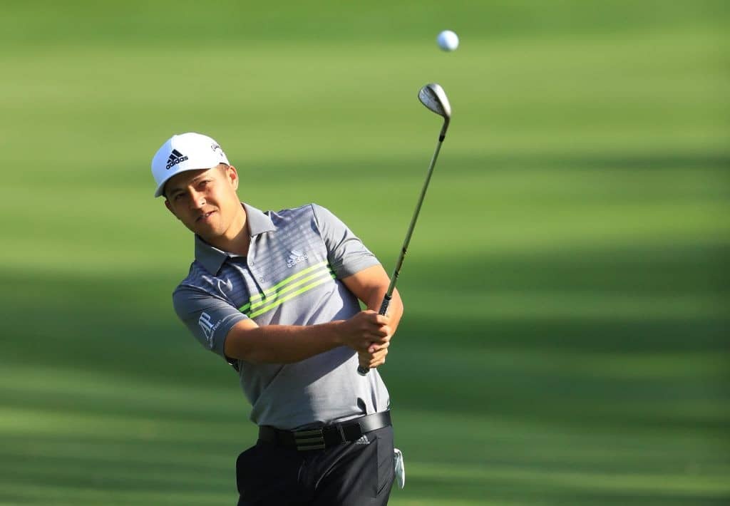 PONTE VEDRA BEACH, FLORIDA - MARCH 13: Xander Schauffele of the United States plays a shot during a practice round for The PLAYERS Championship on The Stadium Course at TPC Sawgrass on March 13, 2019 in Ponte Vedra Beach, Florida. (Photo by Sam Greenwood/Getty Images)