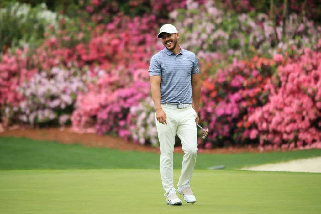 AUGUSTA, GEORGIA - APRIL 08: Brooks Koepka of the United States smiles during a practice round prior to The Masters at Augusta National Golf Club on April 08, 2019 in Augusta, Georgia. (Photo by Andrew Redington/Getty Images)