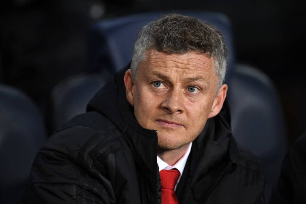 BARCELONA, SPAIN - APRIL 16: Ole Gunnar Solskjaer, Manager of Manchester United looks on prior to the UEFA Champions League Quarter Final second leg match between FC Barcelona and Manchester United at Camp Nou on April 16, 2019 in Barcelona, Spain. (Photo by David Ramos/Getty Images)