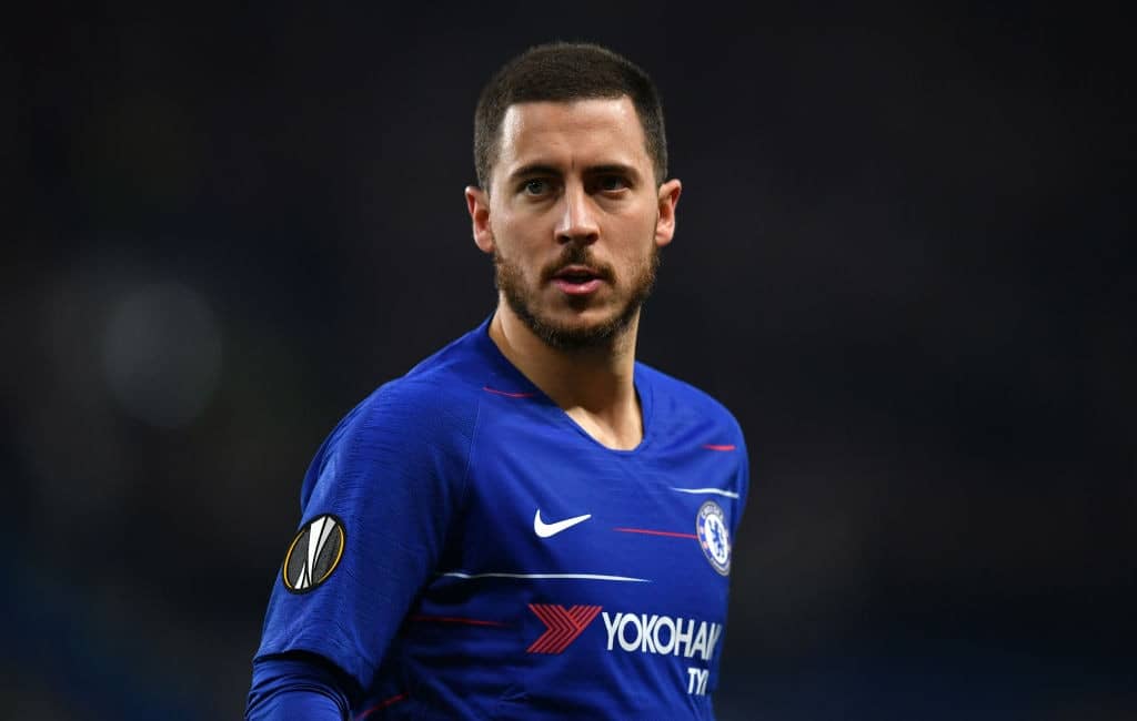 LONDON, ENGLAND - APRIL 18: Eden Hazard of Chelsea looks on during the UEFA Europa League Quarter Final Second Leg match between Chelsea and Slavia Praha at Stamford Bridge on April 18, 2019 in London, England. (Photo by Dan Mullan/Getty Images)