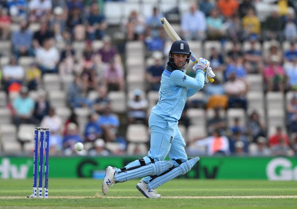SOUTHAMPTON, ENGLAND - MAY 25: Jason Roy of England plays a shot during the ICC Cricket World Cup 2019 Warm Up match between England and Australia at Ageas Bowl on May 25, 2019 in Southampton, England. (Photo by Shaun Botterill/Getty Images)