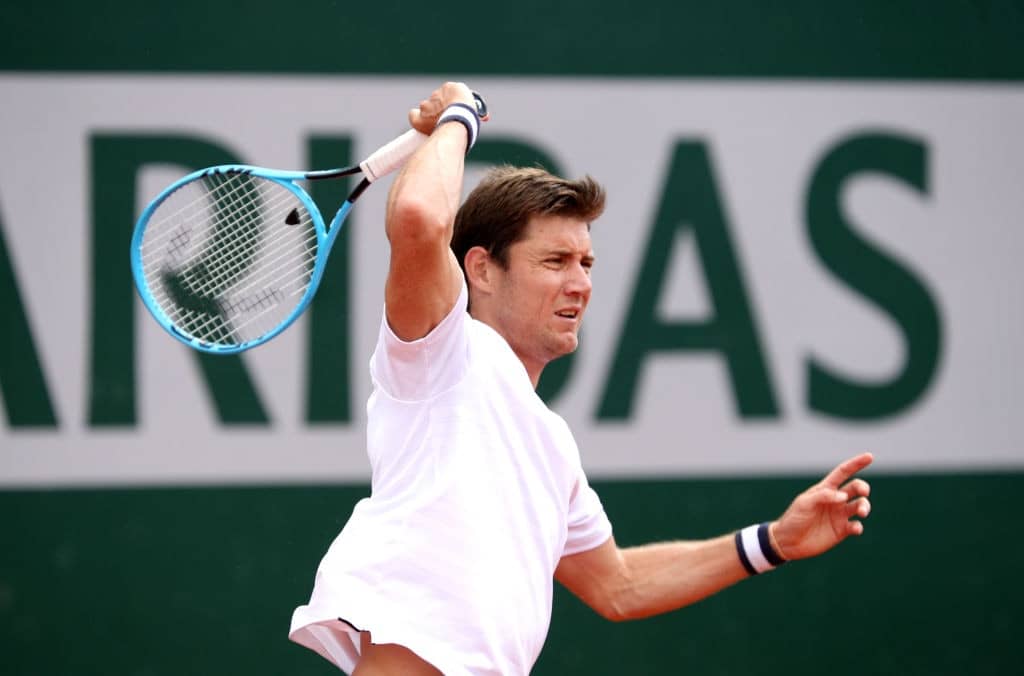 PARIS, FRANCE - MAY 28: Matthew Ebden of Australia during his mens singles first round match against Gregoire Barrere of France during Day three of the 2019 French Open at Roland Garros on May 28, 2019 in Paris, France. (Photo by Adam Pretty/Getty Images)