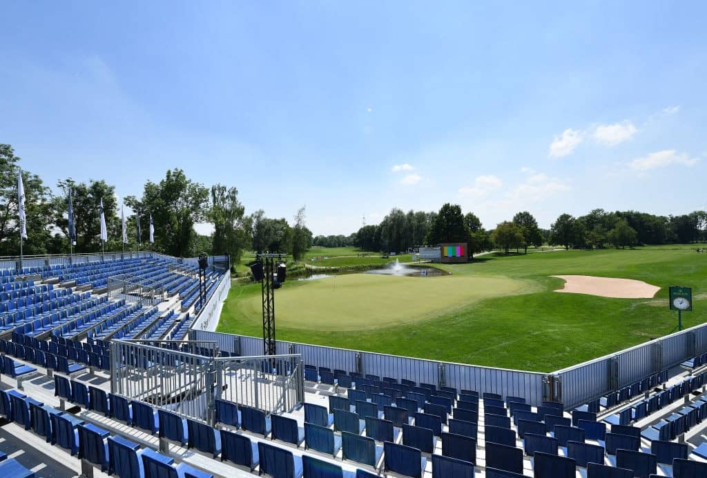 MUNICH, GERMANY - JUNE 19: A general view of the 18th green ahead of the BMW International Open at Golfclub Munchen Eichenried on June 18, 2019 in Munich, Germany. (Photo by Stuart Franklin/Getty Images)