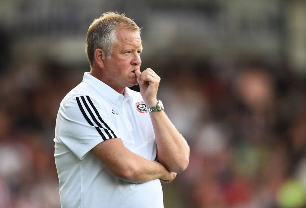 CHESTERFIELD, ENGLAND - JULY 23: Chris Wilder manager of Sheffield United looks on during the Pre-Season Friendly match between Chesterfield and Sheffield United on July 23, 2019 in Chesterfield, England. (Photo by Nathan Stirk/Getty Images)
