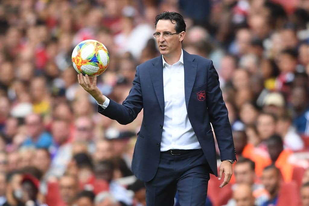 LONDON, ENGLAND - JULY 28: Arsenal manager Unai Emery looks on during the Emirates Cup match between Arsenal and Olympique Lyonnais at the Emirates Stadium on July 28, 2019 in London, England. (Photo by Michael Regan/Getty Images)