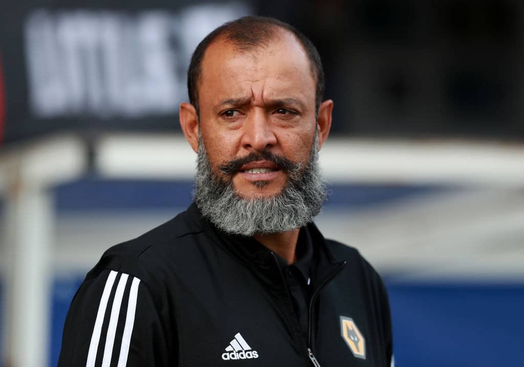 BELFAST, NORTHERN IRELAND - AUGUST 01: Nuno Espirito Santo, the Wolverhampton Wanderers manager looks on during the UEFA Europa League Second Qualifying round 2nd Leg match between Crusaders and Wolverhampton Wanderers at Seaview Stadium on August 01, 2019 in Belfast, Northern Ireland. (Photo by David Rogers/Getty Images)