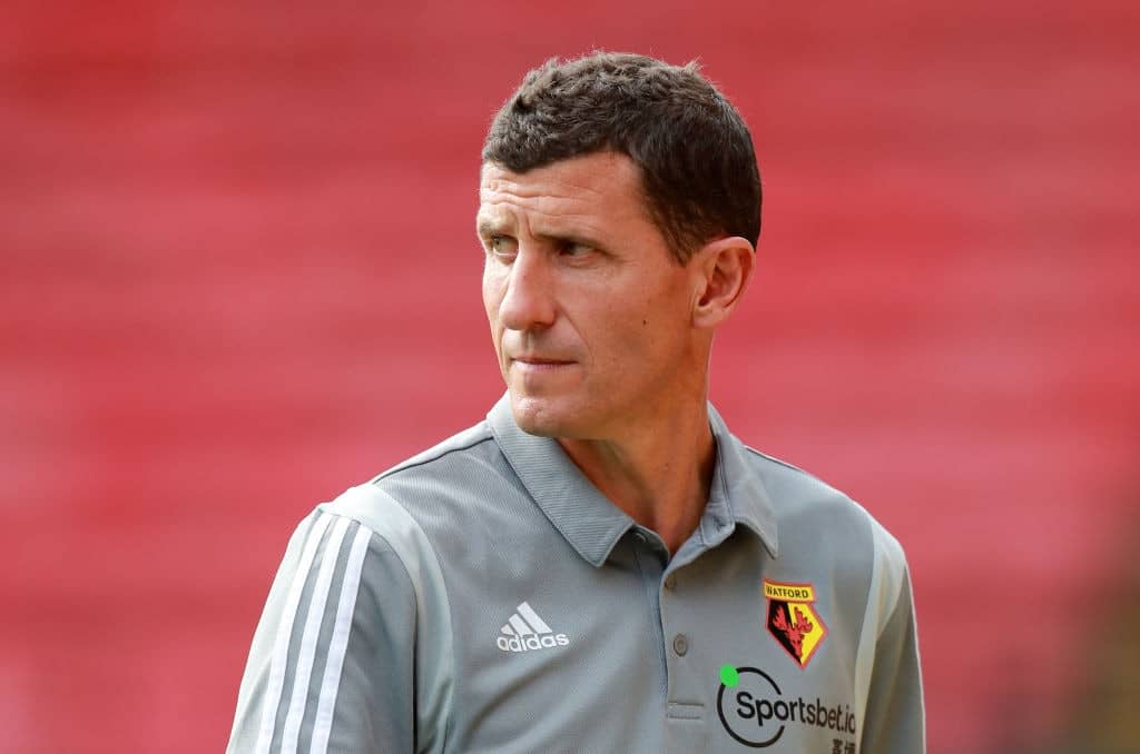 WATFORD, ENGLAND - AUGUST 03: Javi Gracia, the manager of Watford looks on during the Pre-Season Friendly match between Watford and Real Sociedad at Vicarage Road on August 03, 2019 in Watford, England. (Photo by David Rogers/Getty Images)