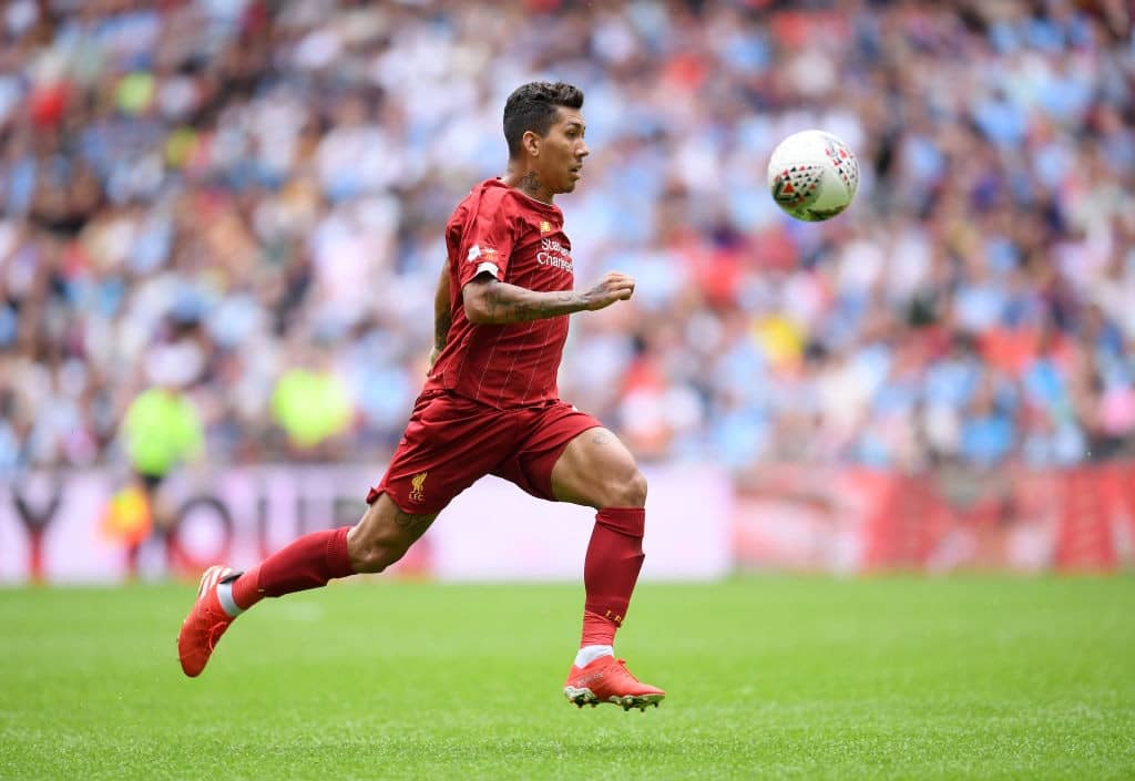 LONDON, ENGLAND - AUGUST 04: Roberto Firmino of Liverpool runs with the ball during the FA Community Shield match between Manchester City and Liverpool at Wembley Stadium on August 04, 2019 in London, England. (Photo by Laurence Griffiths/Getty Images)