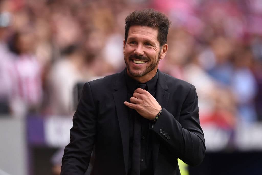 MADRID, SPAIN - SEPTEMBER 01: Diego Simeone, Manager of Atletico Madrid looks on prior to the Liga match between Club Atletico de Madrid and SD Eibar SAD at Wanda Metropolitano on September 01, 2019 in Madrid, Spain. (Photo by Denis Doyle/Getty Images)