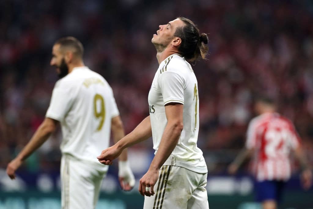 MADRID, SPAIN - SEPTEMBER 28: Gareth Bale of Real Madrid reacts to a missed chance on goal during the Liga match between Club Atletico de Madrid and Real Madrid CF at Wanda Metropolitano on September 28, 2019 in Madrid, Spain. (Photo by Angel Martinez/Getty Images)