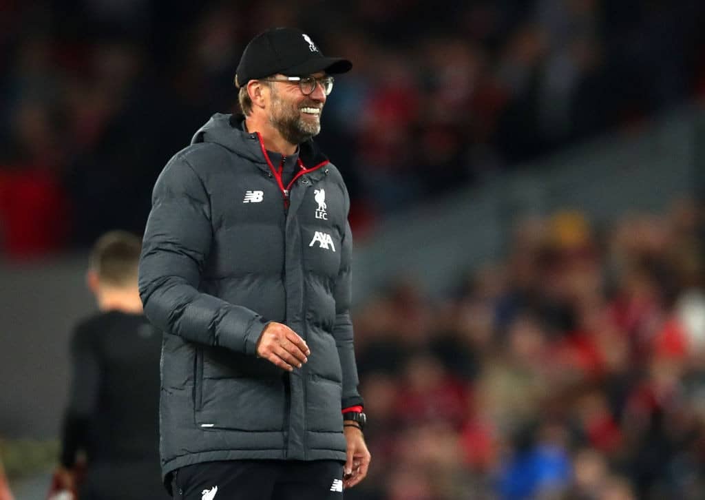 LIVERPOOL, ENGLAND - OCTOBER 02: Jurgen Klopp, Manager of Liverpool during the UEFA Champions League group E match between Liverpool FC and RB Salzburg at Anfield on October 02, 2019 in Liverpool, United Kingdom. (Photo by Clive Brunskill/Getty Images)