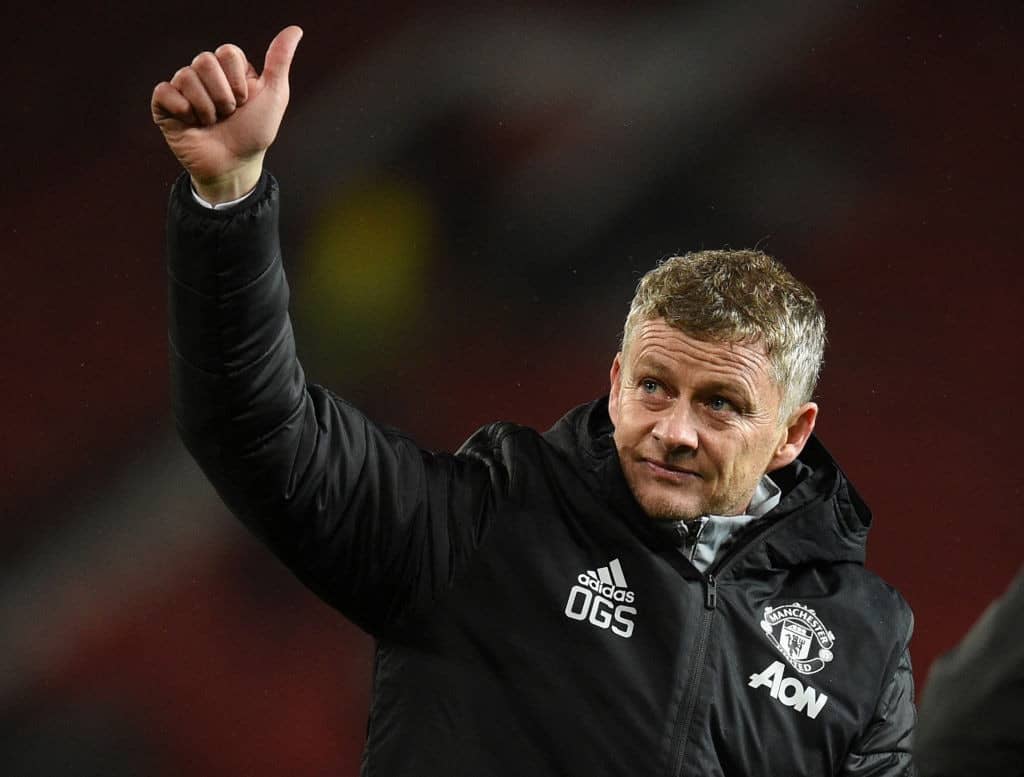 Manchester United's Norwegian manager Ole Gunnar Solskjaer walks off the pitch after the UEFA Europa League Group L football match between Manchester United and Partizan Belgrade at Old Trafford in Manchester, north west England, on November 7, 2019. - Manchester United won the game 3-0. (Photo by Oli SCARFF / AFP) (Photo by OLI SCARFF/AFP via Getty Images)