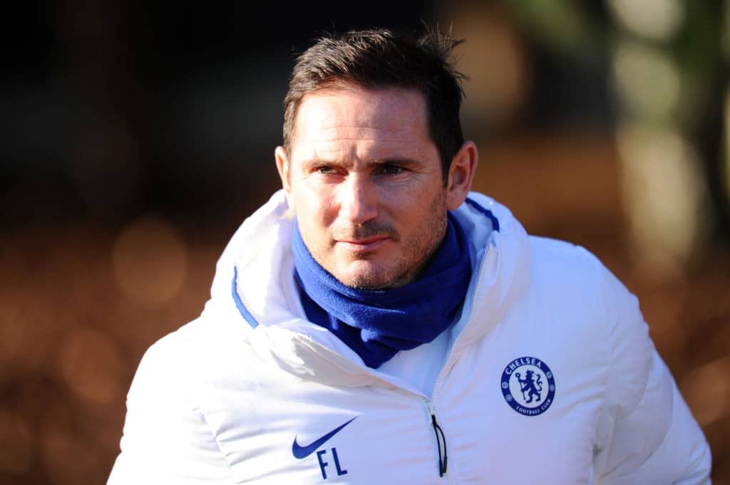 COBHAM, ENGLAND - DECEMBER 09: Frank Lampard, Manager of Chelsea looks on during a training session ahead of their UEFA Champions League Group H match against Lille OSC at Chelsea Training Ground on December 09, 2019 in Cobham, England. (Photo by Alex Burstow/Getty Images)