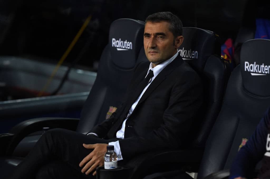BARCELONA, SPAIN - DECEMBER 18: Ernesto Valverde, Manager of Barcelona looks on during the Liga match between FC Barcelona and Real Madrid CF at Camp Nou on December 18, 2019 in Barcelona, Spain. (Photo by Alex Caparros/Getty Images)