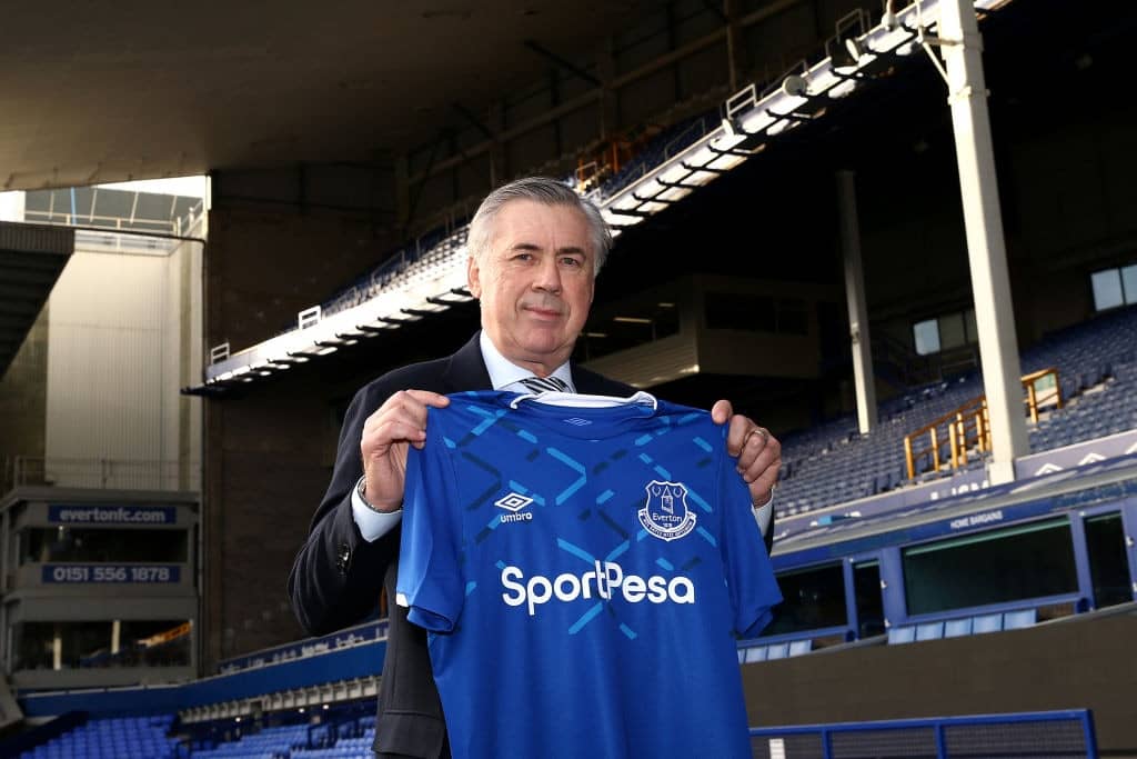 LIVERPOOL, ENGLAND - DECEMBER 23: Everton unveil new manager Carlo Ancelotti at Goodison Park on December 23, 2019 in Liverpool, England. (Photo by Jan Kruger/Getty Images)