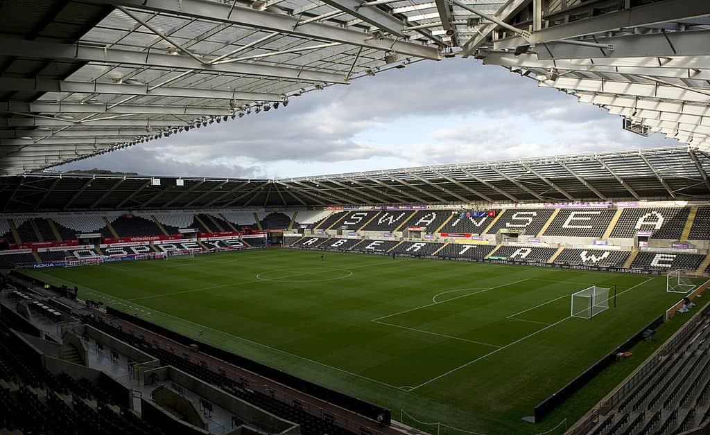 A general view of The Liberty Stadium, home to Swansea City FC and Ospreys rugby club in Swansea on October 7, 2011. AFP PHOTO / ADRIAN DENNIS (Photo credit should read ADRIAN DENNIS/AFP/Getty Images)