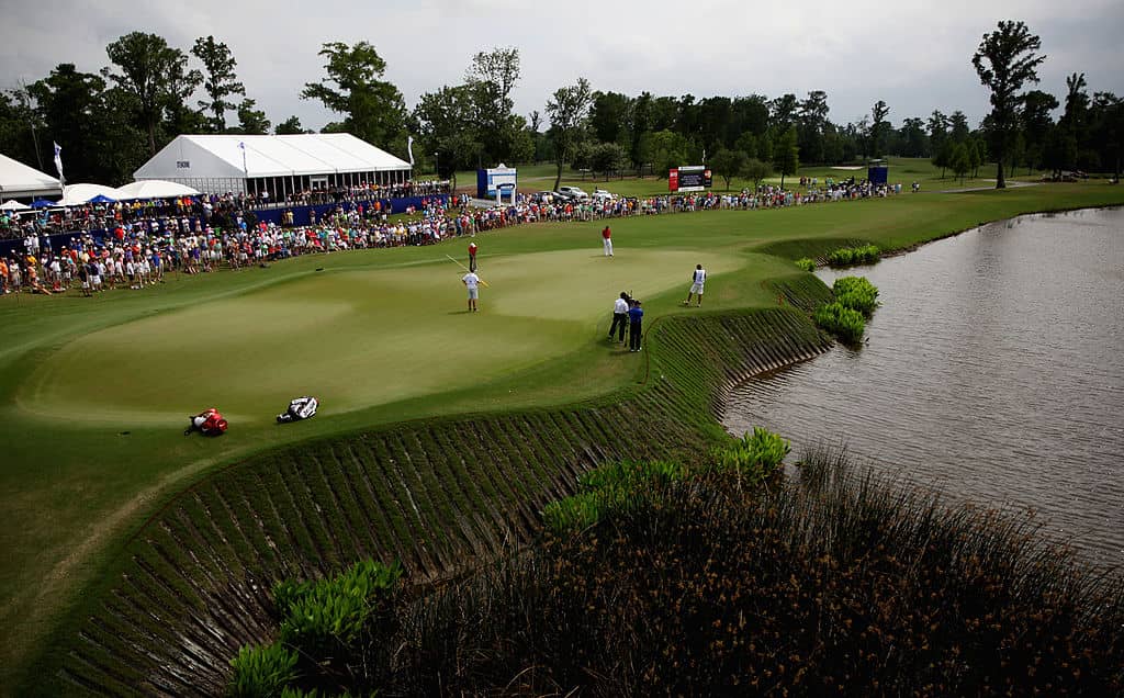 AVONDALE, LA - APRIL 27: A general view of the 9th green during the Final Round of the Zurich Classic of New Orleans at TPC Louisiana on April 27, 2014 in Avondale, Louisiana. (Photo by Chris Graythen/Getty Images)