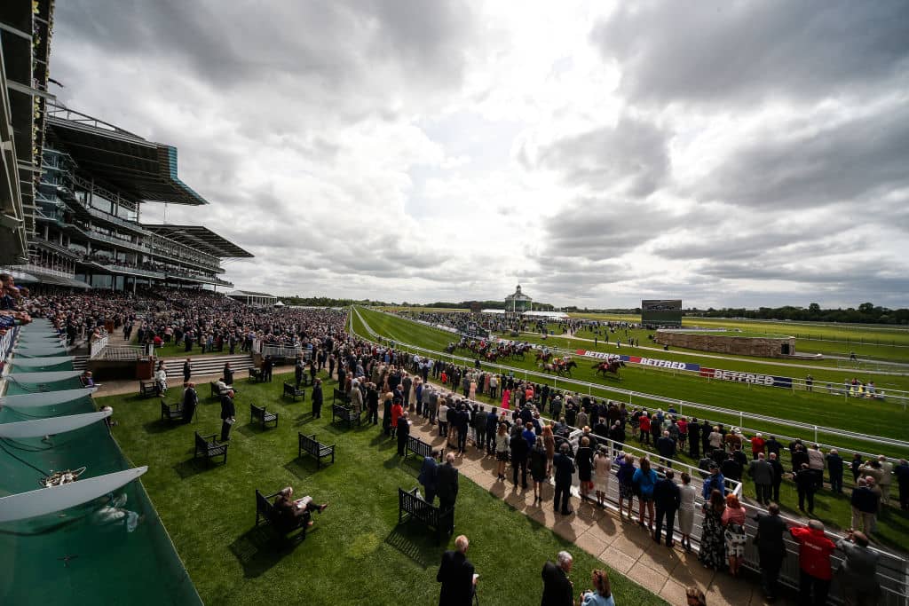 YORK, ENGLAND - MAY 17: A general view as runners cross the finish line at York Racecourse on May 17, 2018 in York, United Kingdom. (Photo by Alan Crowhurst/Getty Images)