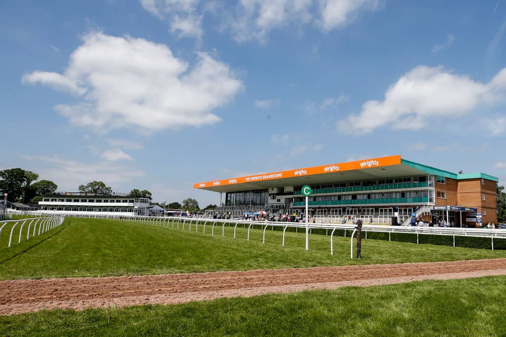 UTTOXETER, ENGLAND - JUNE 06: A general view of the grandstand at Uttoxeter Racecourse on June 06, 2018 in Uttoxeter, United Kingdom. (Photo by Alan Crowhurst/Getty Images)
